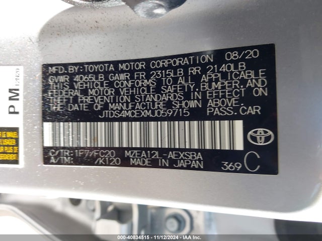 Toyota COROLLA SE 2021 JTDS4MCEXMJ059715 Image 9
