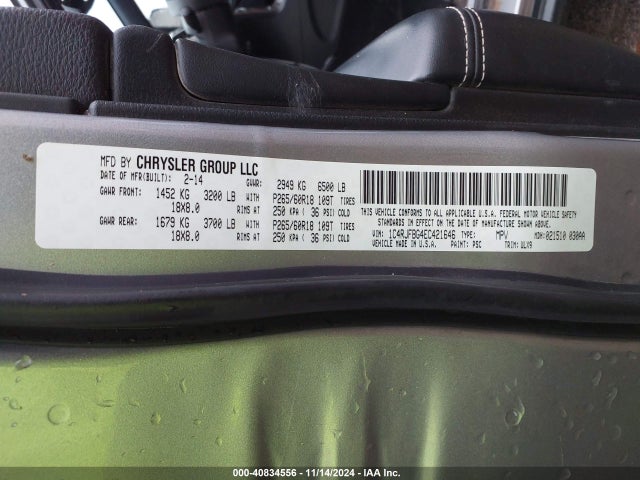 Jeep Grand Cherokee Limited 2014 1C4RJFBG4EC421646 Image 9