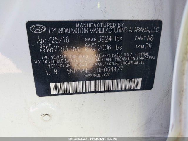 Hyundai ELANTRA SE 2017 5NPD84LF6HH064477 Image 9