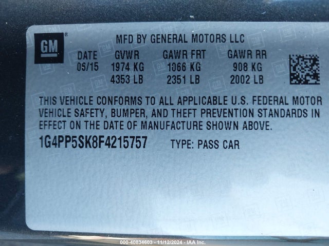1G4PP5SK8F4215757 Buick Verano