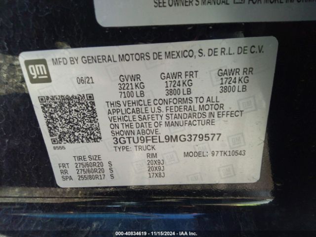 3GTU9FEL9MG379577 GMC Sierra 1500 4wd  Short Box Denali