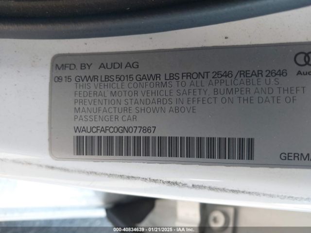 WAUCFAFC0GN077867 Audi A6 2.0t Premium