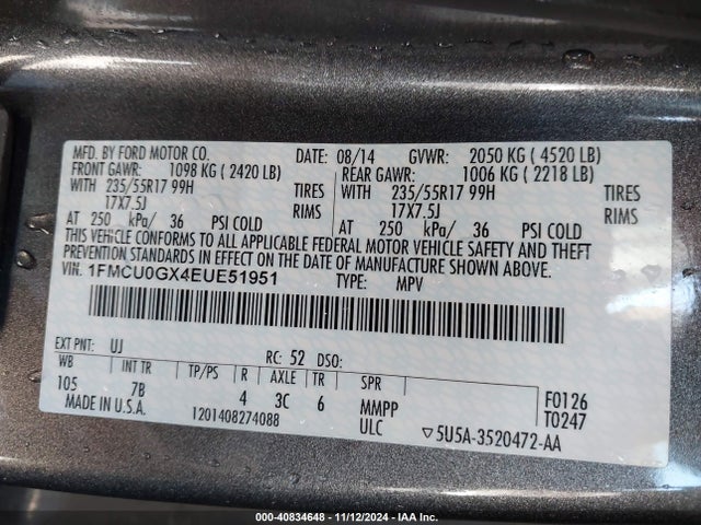 Ford ESCAPE SE 2014 1FMCU0GX4EUE51951 Image 9