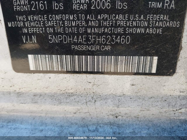 5NPDH4AE3FH623460 Hyundai Elantra Limited