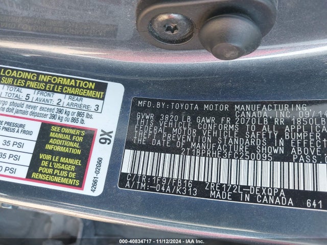 Toyota Corolla Le Eco 2015 2T1BPRHE3FC250095 Image 9