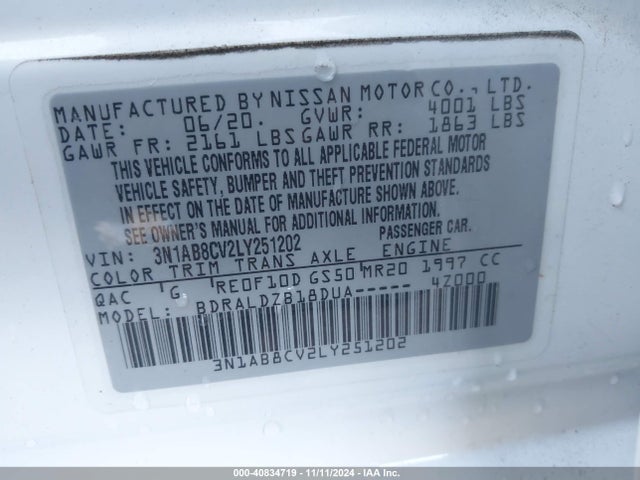 Nissan Sentra Sv Xtronic Cvt 2020 3N1AB8CV2LY251202 Image 9