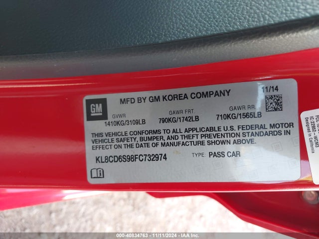 Chevrolet Spark 1lt Cvt 2015 KL8CD6S98FC732974 Image 9