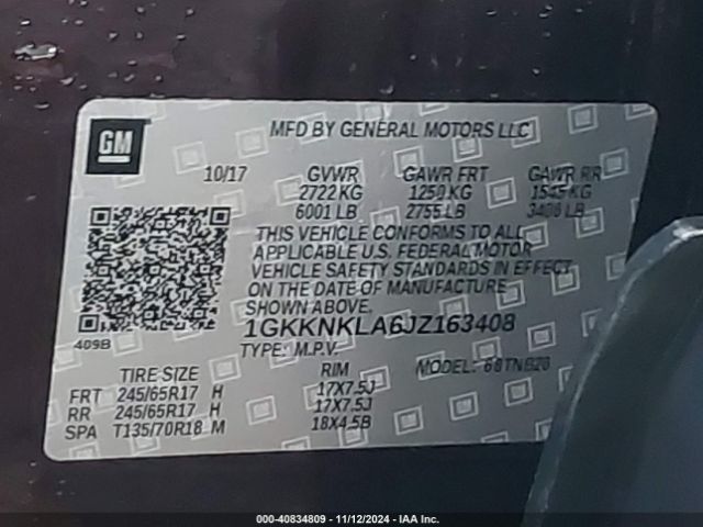 1GKKNKLA6JZ163408 GMC Acadia Sle-1