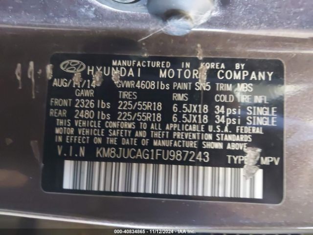 KM8JUCAG1FU987243 Hyundai Tucson Limited