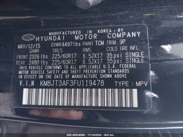 KM8JT3AF3FU119478 Hyundai TUCSON GLS