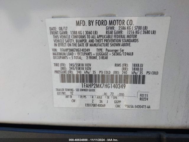 1FAHP2MK7HG140349 Ford Police Interceptor