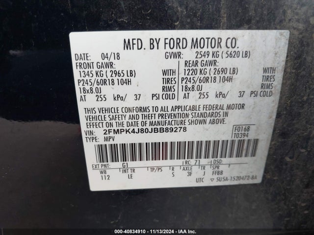 Ford EDGE SEL 2018 2FMPK4J80JBB89278 Image 9
