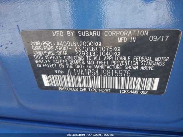 JF1VA1B64J9815976 Subaru Wrx Premium