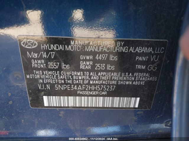 5NPE34AF2HH575237 Hyundai Sonata Sport