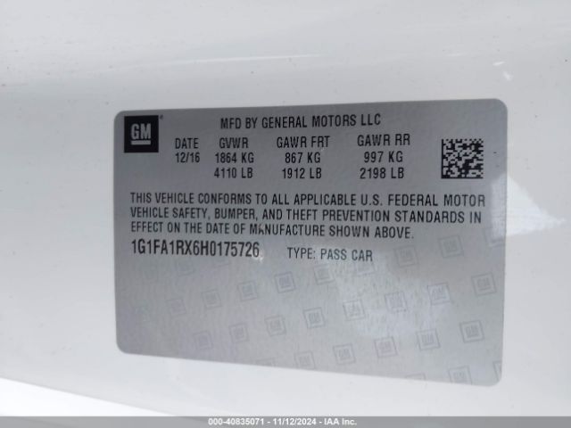 1G1FA1RX6H0175726 Chevrolet Camaro 1ls