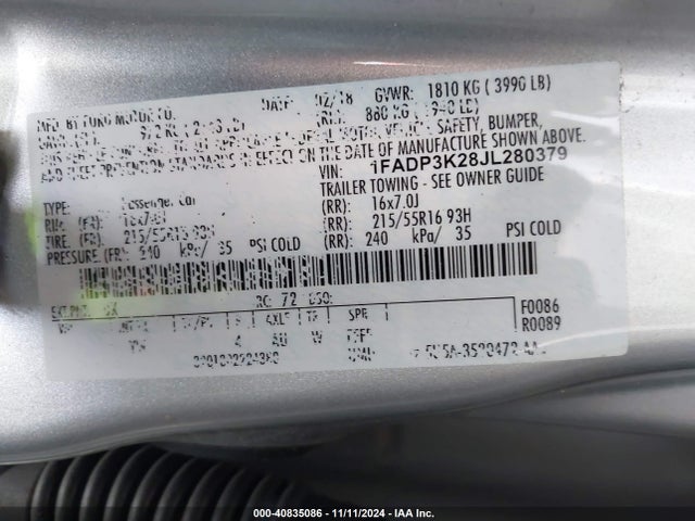 Ford FOCUS SE 2018 1FADP3K28JL280379 Image 9
