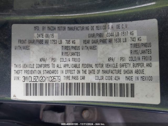 3MYDLBZV2GY102579 Scion IA