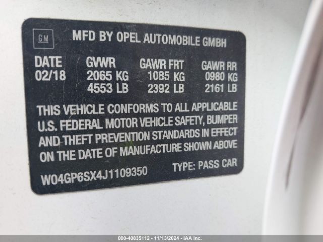 W04GP6SX4J1109350 Buick Regal Sportback Essence