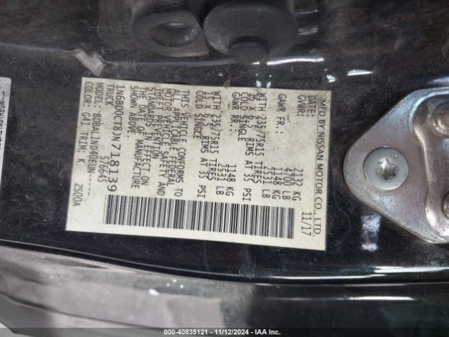 1N6BD0CT8JN718139 Nissan FRONTIER S