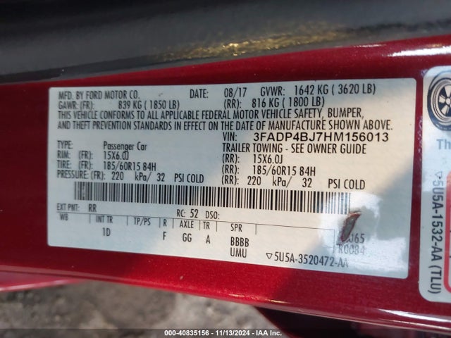 Ford FIESTA SE 2017 3FADP4BJ7HM156013 Image 9
