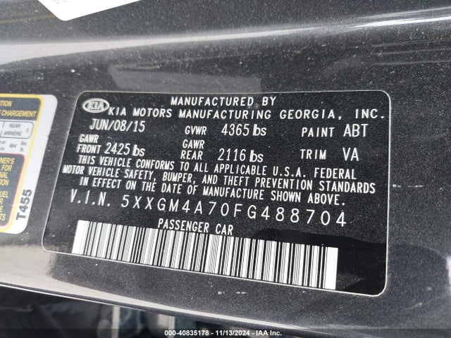 KIA Optima Lx 2015 5XXGM4A70FG488704 Image 9