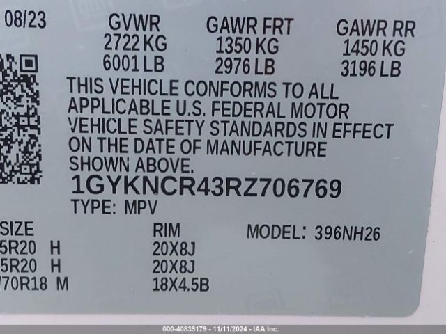 1GYKNCR43RZ706769 Cadillac Xt5 Fwd Premium Luxury