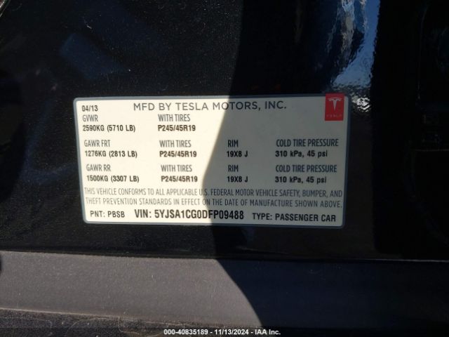 2013 TESLA MODEL S 5YJSA1CG0DFP09488 Photo 8