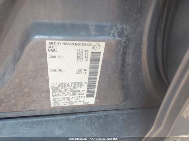 1N4AL3AP8HC212721 Nissan Altima 2.5 Sl
