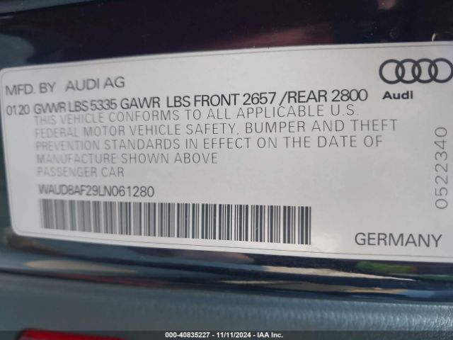 2020 AUDI A6 SEDAN WAUD8AF29LN061280 Photo 8