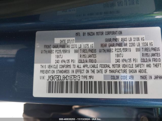 JM3KFBDL8H0187613 Mazda Cx-5 Grand Touring