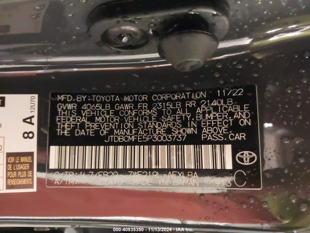 JTDBCMFE5P3003737 Toyota Corolla Hybrid Le