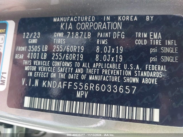 KIA Ev9 Wind 2024 KNDAFFS56R6033657 Image 9