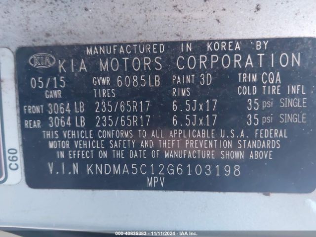 KNDMA5C12G6103198 KIA Sedona L