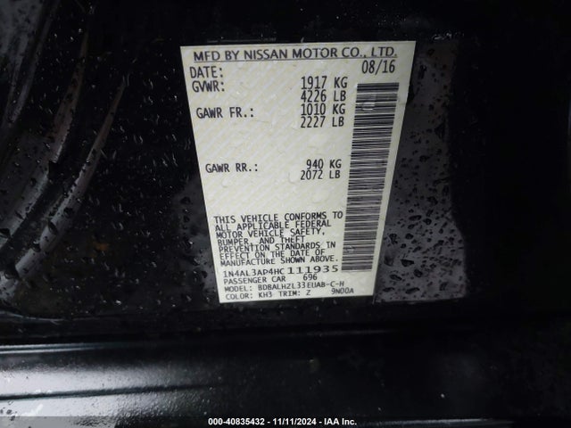 Nissan Altima 2.5 Sr 2017 1N4AL3AP4HC111935 Image 9