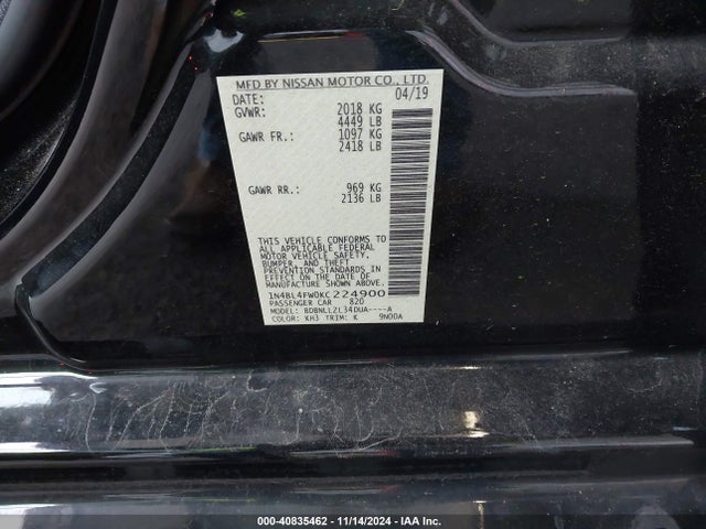 Nissan Altima 2.5 Platinum 2019 1N4BL4FW0KC224900 Image 9
