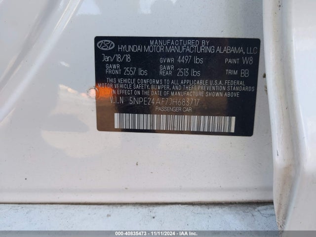 Hyundai SONATA SE 2018 5NPE24AF7JH683717 Image 9
