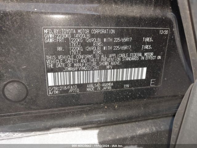 JTMR6RFV9MD021280 Toyota Rav4 Hybrid Xle