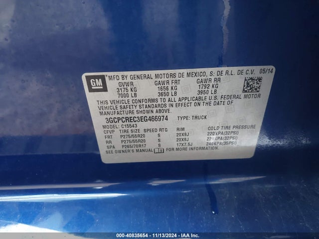 Chevrolet Silverado 1500 1lt 2014 3GCPCREC3EG466974 Image 9