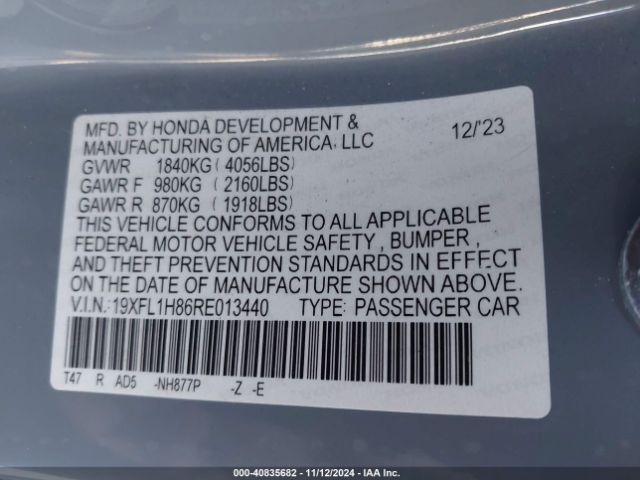 19XFL1H86RE013440 Honda Civic Sport Touring