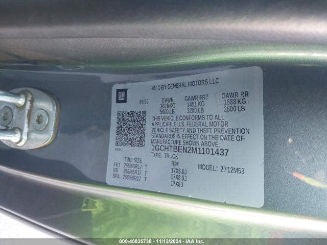 1GCHTBEN2M1101437 Chevrolet Colorado 4wd  Long Box Wt
