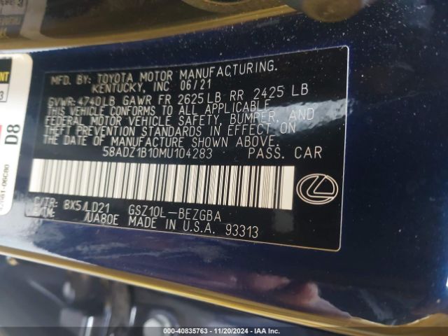 58ADZ1B10MU104283 Lexus ES 350