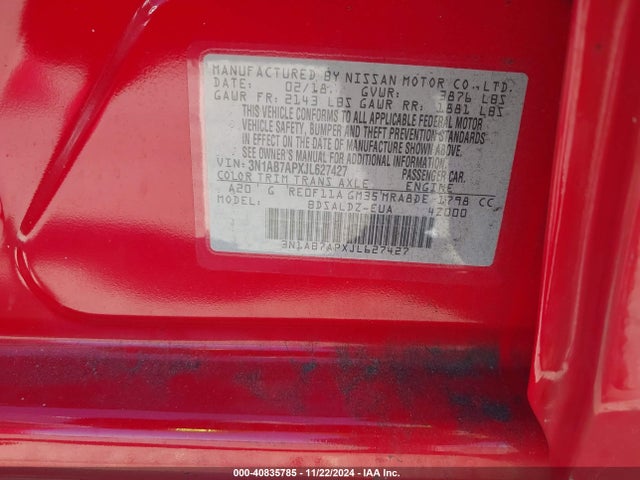 Nissan SENTRA SV 2018 3N1AB7APXJL627427 Image 9