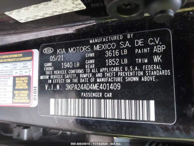 KIA RIO S 2021 3KPA24AD4ME401409 Image 9
