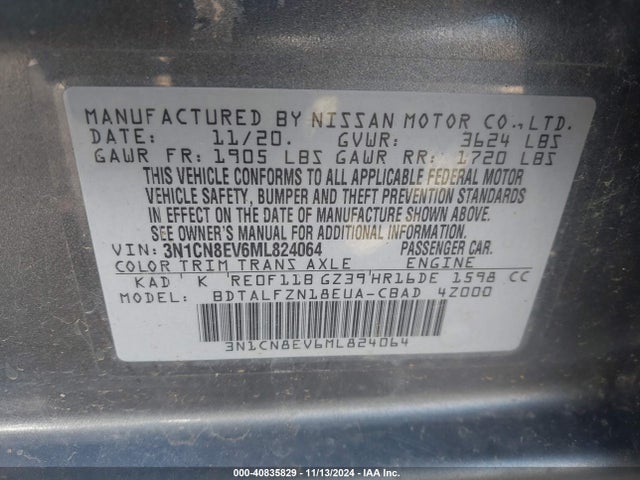 Nissan Versa Sv Xtronic Cvt 2021 3N1CN8EV6ML824064 Image 9