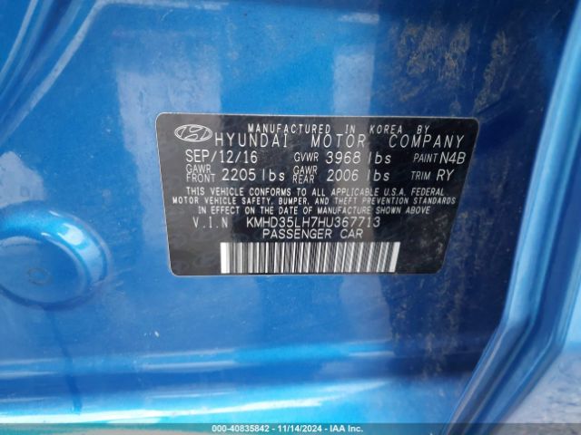 KMHD35LH7HU367713 Hyundai ELANTRA GT