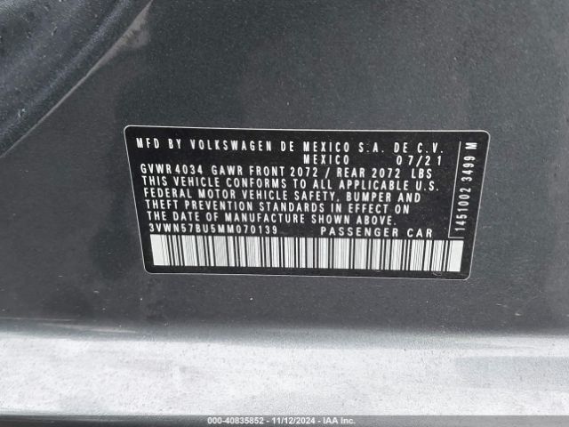 3VWN57BU5MM070139 Volkswagen Jetta 1.4t R-line/1.4t S