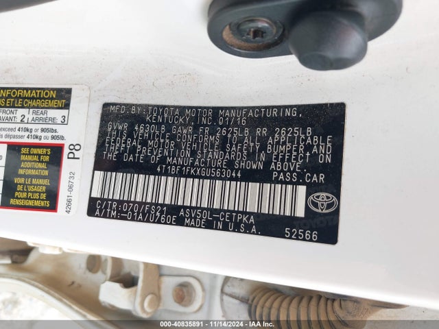 Toyota CAMRY SE 2016 4T1BF1FKXGU563044 Image 9