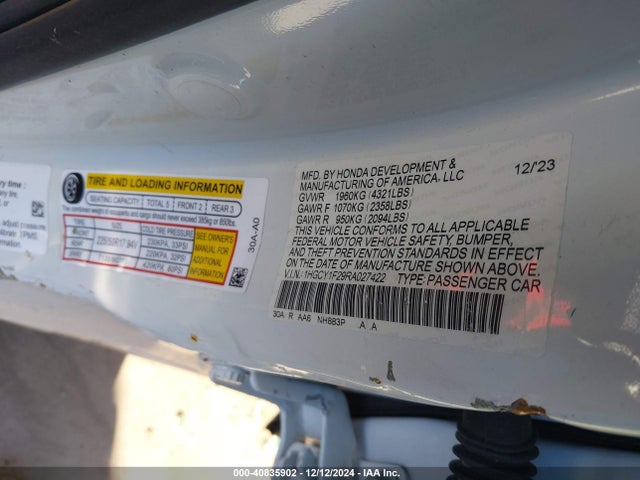 1HGCY1F29RA027422 Honda ACCORD LX