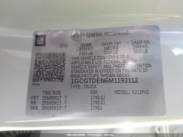1GCGTDEN6M1193112 Chevrolet Colorado 4wd  Short Box Z71