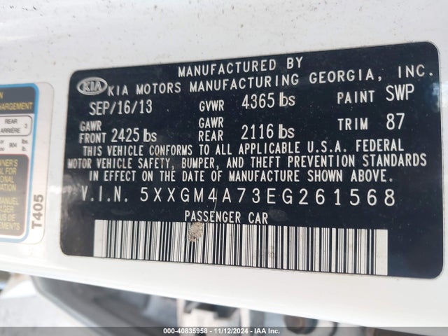 KIA Optima Lx 2014 5XXGM4A73EG261568 Image 9